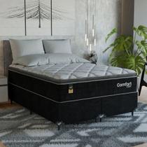 Cama Box Casal Bipartido + Colchão Comfort Class Pillow Top Preto/suede Preto Cama Box Casal Bipartido + Colchão Comfort Class Pillow Top Preto/suede Preto