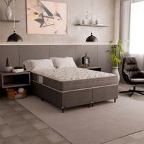 Cama Box Casal Bipartido + Colchão D33 One Face - 56x138x188cm - Suede Cinza Cama Box Casal Bipartido + Colchão D33 One Face - 56x138x188cm - Suede Cinza