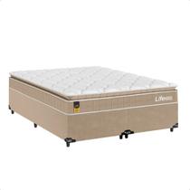 Cama Box Casal Bipartido + Colchão Life D33 Pillow Top Firme