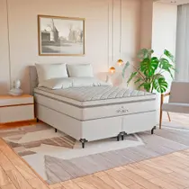Cama Box Casal Bipartido + Colchão Molas Ensacadas Paris