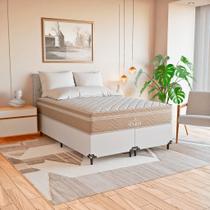 Cama Box Casal Bipartido + Colchão Paris Molas Bege