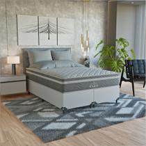 Cama Box Casal Bipartido + Colchão Paris Molas Cinza Cama Box Casal Bipartido + Colchão Paris Molas Cinza