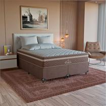 Cama Box Casal Bipartido + Colchão Paris Molas Ensacadas Pocket - 61x138x188cm - Suede Marrom