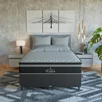 Cama Box Casal Bipartido Couro Preto + Colchão Paris Molas Cama Box Casal Bipartido Couro Preto + Colchão Paris Molas