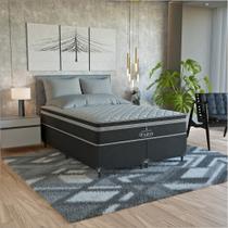 Cama Box Casal Bipartido Preto + Colchão Paris Molas Preto Cama Box Casal Bipartido Preto + Colchão Paris Molas Preto