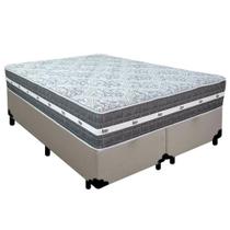 Cama Box Casal Bipartido Sintético + Colchão Anjos Black Graphite Molas Ensacadas 138cm Suporta Até 120 Kg Por Pessoa Co