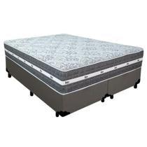 Cama Box Casal Bipartido Sintético + Colchão Anjos Black Graphite Molas Ensacadas 138cm Suporta Até 120 Kg Por Pessoa Co