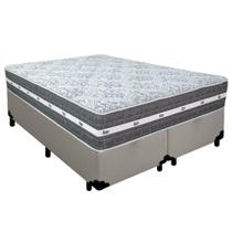 Cama Box Casal Bipartido Sintético + Colchão Anjos Black Graphite Molas Ensacadas 138x188x64cm Branco