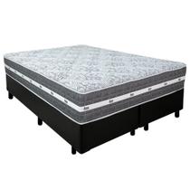Cama Box Casal Bipartido Sintético + Colchão Anjos Black Graphite Molas Ensacadas 138x188x64cm Preto Cama Box Casal Bipartido Sintético + Colchão Anjos Black Graphite Molas Ensacadas 138x188x64cm Preto