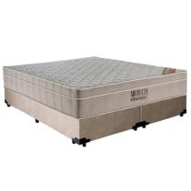 Cama Box Casal Bipartido Sintético + Colchão Ortobom Airtech Molas Ensacadas 65x138x188 Bege