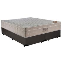 Cama Box Casal Bipartido Sintético + Colchão Ortobom Airtech Molas Ensacadas 65x138x188 Marrom