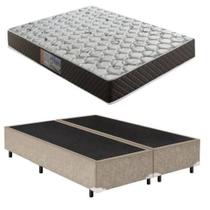 Cama Box Casal Bipartido Suede Bege + Colchão Espuma D28 138x188x23