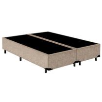 Cama Box Casal Bipartido Suede Cama Bege 138x188x42cm Cama Box Casal Bipartido Suede Cama Bege 138x188x42cm