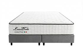 Cama Box Casal Bipartido Suede Cinza + Colchão Leiria Turbo Molas Ensacadas - Comfort Prime Cama Box Casal Bipartido Suede Cinza + Colchão Leiria Turbo Molas Ensacadas - Comfort Prime