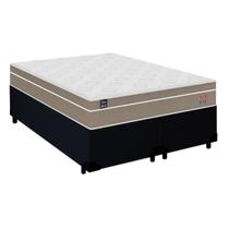 Cama Box Casal Bipartido Suede + Colchão Lis Molas Ensacadas Plumatex 138cm