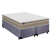Cama Box Casal Bipartido Suede + Colchão Lis Molas Ensacadas SuperPocket Plumatex 138cm Suporta Até 120 Kg Por Pessoa