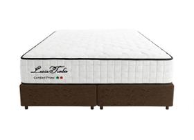 Cama Box Casal Bipartido Suede Marrom + Colchão Leiria Turbo Molas Ensacadas - Comfort Prime Cama Box Casal Bipartido Suede Marrom + Colchão Leiria Turbo Molas Ensacadas - Comfort Prime