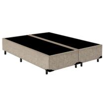 Cama Box Casal Bipartido Suede Mega Cama Bege 138x188x42cm
