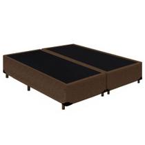 Cama Box Casal Bipartido Suede Mega Cama Marrom 138x188x42cm