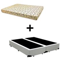 Cama Box Casal Bipartido - Tecido Sintético Branco Com Colchão Austrália Bello Box - 100% Espuma D26 Amarelo 54x138x188 Cama Box Casal Bipartido - Tecido Sintético Branco Com Colchão Austrália Bello Box - 100% Espuma D26 Amarelo 54x138x188