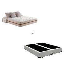 Cama Box Casal Bipartido Tecido Sintético Branco com Colchão Pillow Angel - Bello Box - Molas Ensacadas 62x138x188