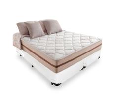 Cama Box Casal Bipartido Tecido Sintético Branco com Colchão Pillow Angel - Bello Box - Molas Ensacadas 62x138x188