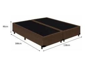 Cama Box Casal Bipartido - Tecido Sintético Marrom com Colchão Extra Firme D28 - Suporta 80Kg Cama Box Casal Bipartido - Tecido Sintético Marrom com Colchão Extra Firme D28 - Suporta 80Kg