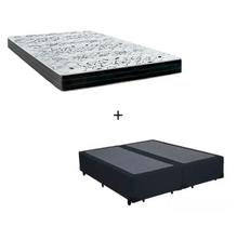 Cama Box Casal Bipartido - Tecido Sintético Preto com Colchão Extra Firme D28 - Suporta 80Kg