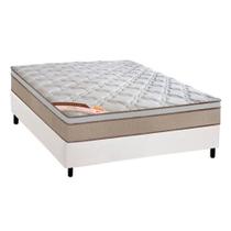 Cama Box Casal Blindada Branco + Colchão Molas Castor Hibrido Revolution 138x188x65