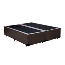 Cama Box Casal Blindado Bipartido Extremo Reforçado em Madeira Sintético Marrom Homequeen