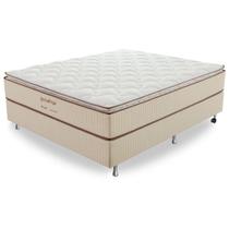 Cama Box Casal (Box + Colchão) 138x188x63 Bali Prorelax Molas Ensacadas Pillow Top Turn Free - Bege/Branco