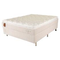 Cama Box Casal (Box + Colchão) 138x188x67 Safira Prorelax Molas Ensacadas Pillow Top Viscoelástico - Areia