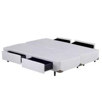 Cama Box CASAL Branco Bipartido Universal 4 Gavetas - 138x188