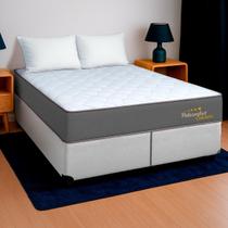 Cama Box Casal Branco+Colchão Esmeralda Molas E. PoliConfort