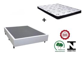 Cama Box Casal Branco + Colchão Espuma D20 138x188x14 Cama Box Casal Branco + Colchão Espuma D20 138x188x14