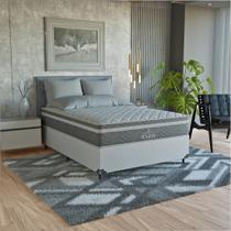 Cama Box Casal Branco + Colchão Paris Molas Ensacadas Cinza