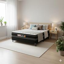Cama Box Casal Castor Black e White Air Double Face D33 138x188x54 + Box Castor