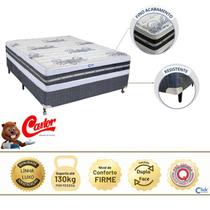 Cama Box Casal Castor com Colchão Silver Star Tecnopedic Dupla Face 138x188x74 Linha Luxo Alto Padrão de Qualidade