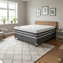 Cama Box Casal Castor Premium Gel Pocket 138x188x59 + Box Castor