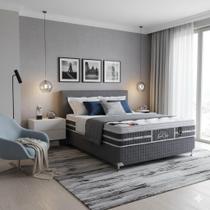 Cama Box Casal Castor Super Luxo Latex Grand Plush One Face 138x188x57 + Box Castor