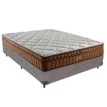 Cama Box Casal Cinza + Colchão Anjos Star Pillow In Anjos