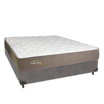Cama Box Casal Cinza + Colchão Londres D33 PoliConfort