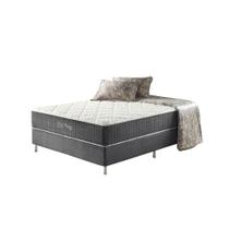 Cama Box Casal Cinza + Colchão Molas Ensacadas Suporte 200 Kg Fort Wayne 138x188x67cm - Zidi