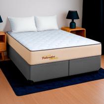 Cama Box Casal Cinza+Colchão Supreme Molas E. PoliConfort