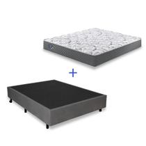 Cama Box Casal Cinza com Colchão Molas Ensacadas