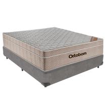 Cama Box Casal Cinza e Colchão Airtech Spring Pocket M. Ensacadas Ortobom