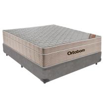 Cama Box Casal Cinza e Colchão Airtech Spring Pocket M. Ensacadas Ortobom