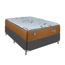 Cama Box Casal Cinza e Colchão Toronto de Molas Ensacadas