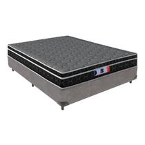 Cama + Box Casal Cinza Resistente Comfort Prime Firme D28 138x188