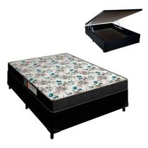 Cama Box Casal Colchão 17 de Altura Veneza Baú Preto Portobel